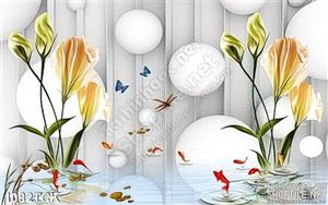 Tranh 3d và hoa loa kèn ấn tường đẹp