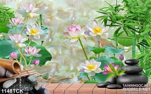 Psd tranh hoa sen treo tường 3D