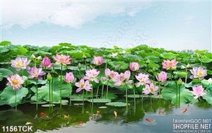 Tranh gạch phong cảnh hoa sen