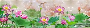 Tranh hoa sen trên nền giả ngọc