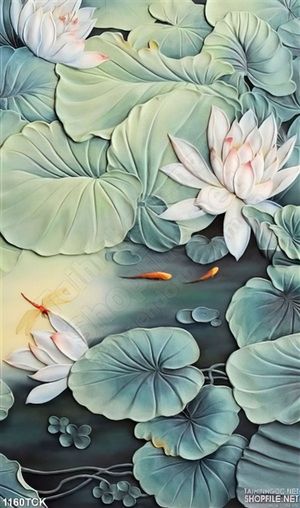Tranh hoa sen dán tường nghệ thuật