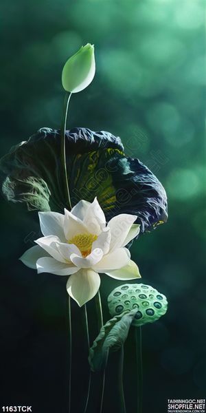 Tranh tường hoa sen trắng