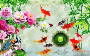 Tranh phong thủy hoa sen cá chép