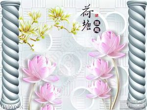 Tranh 3D hoa sen treo tường