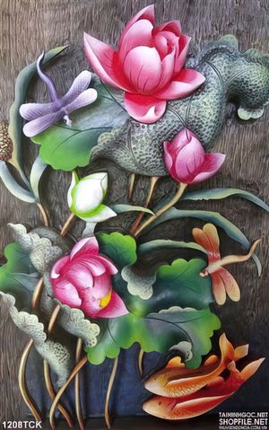 Tranh trang trí hoa sen 3d độc đáo