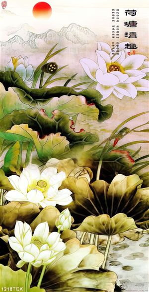 Tranh sơn dầu phong cảnh hoa sen