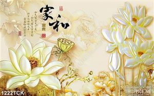 Tranh bông sen trắng nở trang trí phòng khách