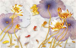 Tranh gạch hoa sen cá chép trang trí