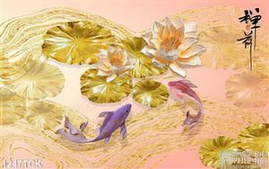 Tranh trang trí cá chép hoa sen treo tường