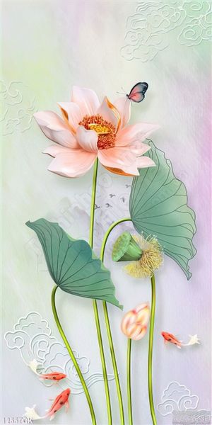 Tranh dán phòng hoa sen hiện đại