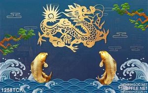 Tranh cá chép và rồng vàng