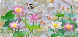 Tranh dán tường 3D hoa sen độc đáo