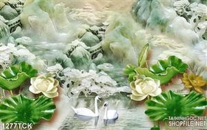 Tranh giả ngọc sen và thiên nga