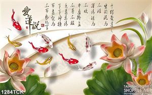 Tranh hoa sen cá chép phong thủy