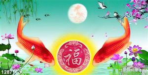 Tranh cá chép hoa sen treo tường độc đáo