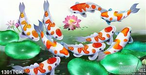 Tranh phong thủy cá chép hoa sen treo tường