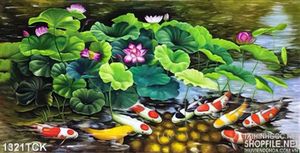 Tranh cá chép trong đầm sen