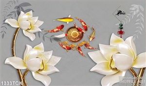 Tranh sen trắng cá chép vàng