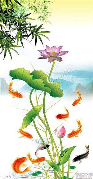 Tranh thủy mặc hoa sen