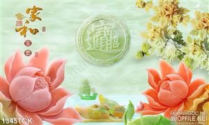 Tranh hoa sen cam 3D đẹp