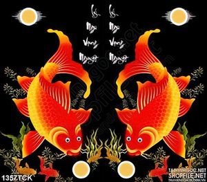 Tranh cá chép đỏ thưởng trăng