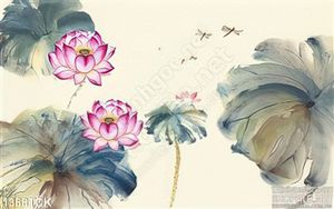 Tranh màu nước sen tím
