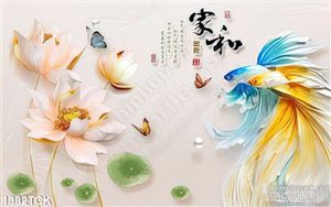 Tranh ngọc 3D cá  sim betta và sen