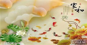Tranh ngọc sen và cá Koi