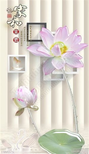 Tranh hoa sen 3D hồng