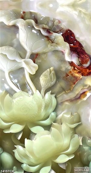Hoa sen ngọc in kính
