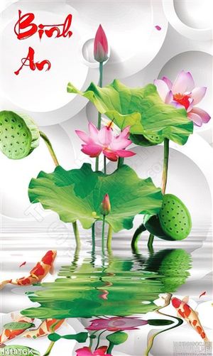 Tranh in 3D sen nở bình an