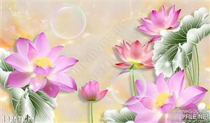 Tranh sen hồng nở rộ