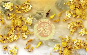 Tranh cá Koi và hoa hồng vàng