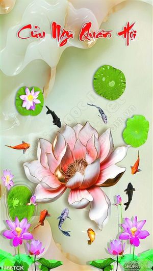 Tranh hoa sen và cửu ngư quần hội