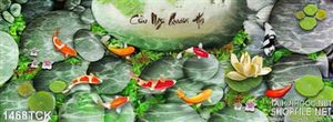 Cá Koi quần hội in màu