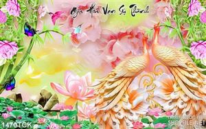 Tranh hoa sen và phượng hoàng