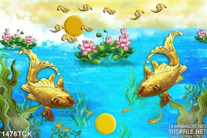 Tranh 3D cá chép trong hồ