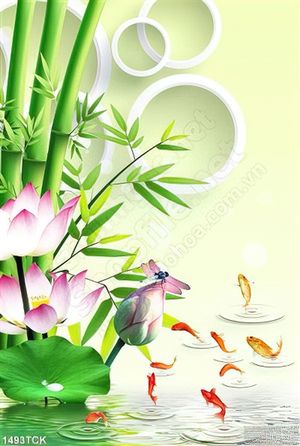 Tranh cảnh hoa sen trong hồ