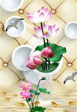 Tranh 3D sen hồng