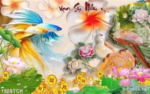 Tranh cá sim betta vạn sự như ý