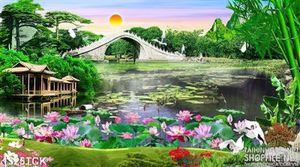 Tranh cảnh đầm sen hồng