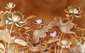 Tranh hoa sen khắc 3D