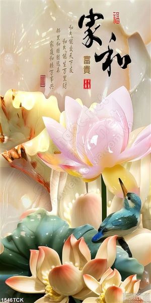 Tranh3D cành hoa sen