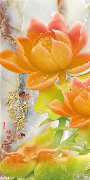 Tranh sen ngọc màu cam