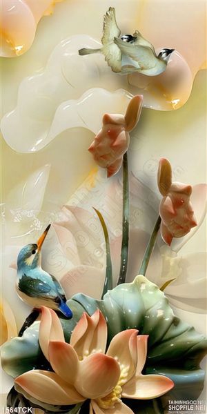 Tranh hoa sen ngọc bình an