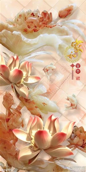Tranh in kính hoa sen ngọc cát tường