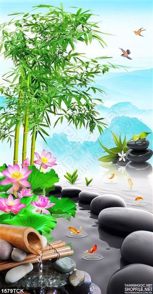 Tranh cảnh sen hồng đẹp