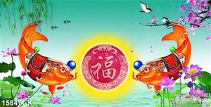 Tranh cá chép đỏ xum vầy