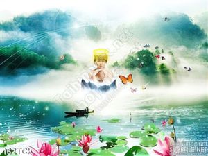 Tranh hoa sen, cá chép hiện đại