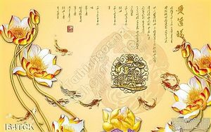 Tranh hoa sen, cá chép tài lộc